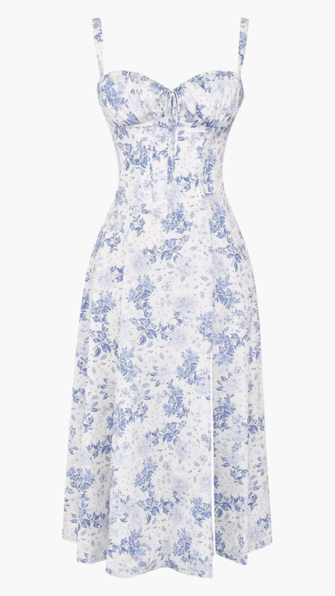 Robe Midi Femme Fleurie À Bretelles – Robe Élégante Coupe Ajustée Avec Fente