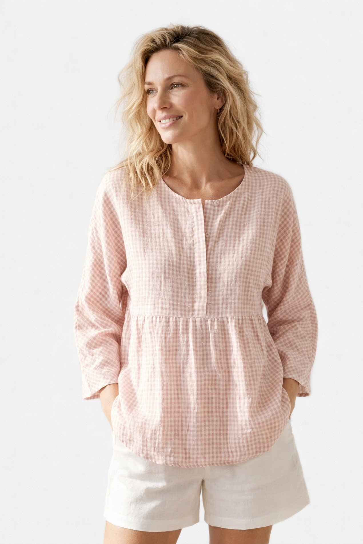 Blouse Femme Coton-Lin Manches Longues – Style Décontracté et Léger