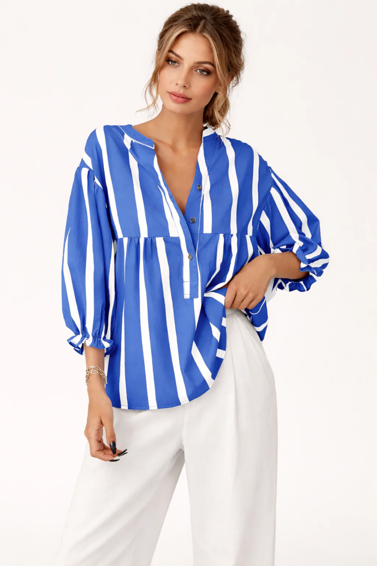 Blouse Rayée Élégante Pour Femme