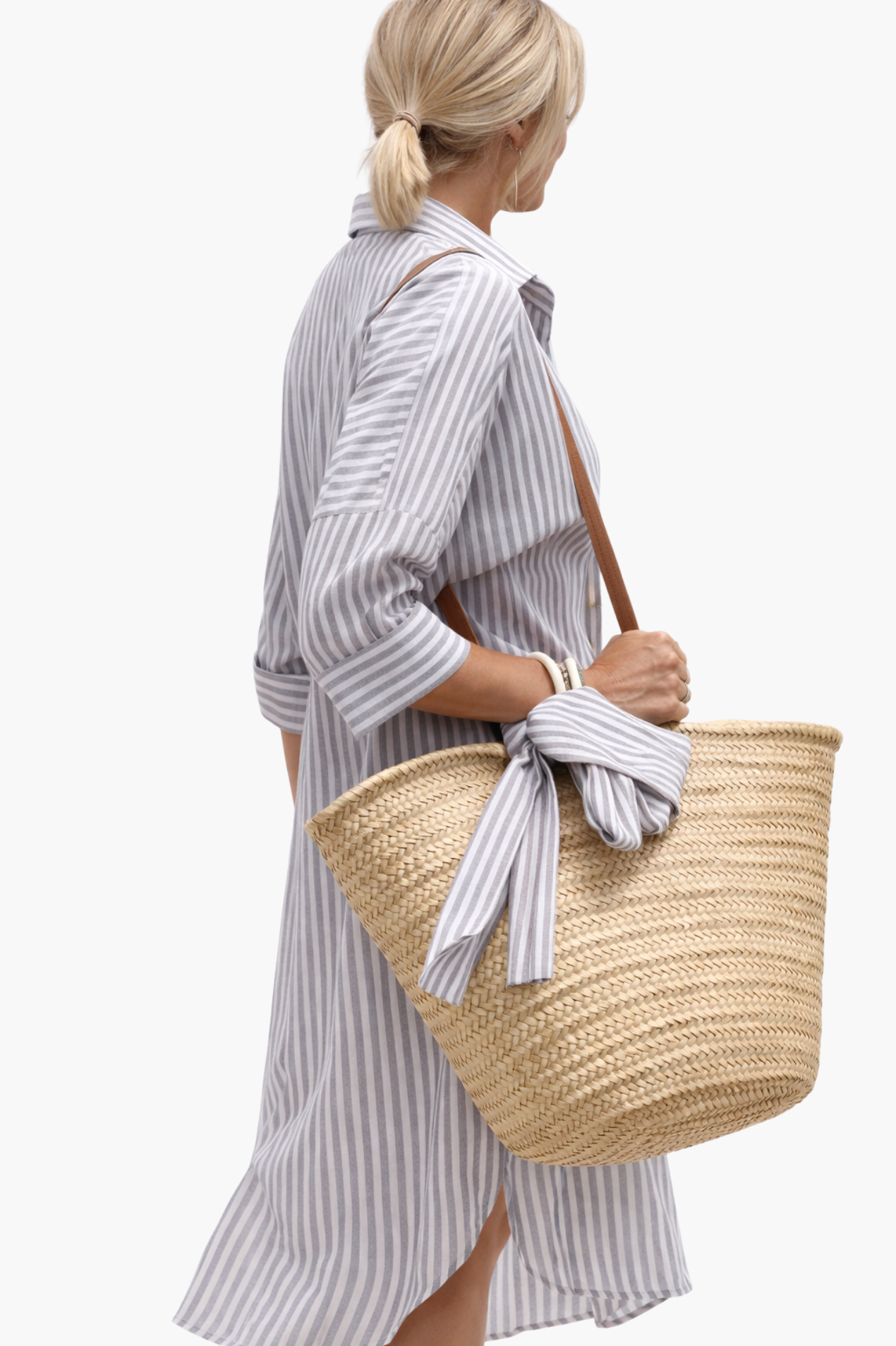 Robe Chemise Femme Rayée – Robe Midi Boutonnée Style Décontracté Chic