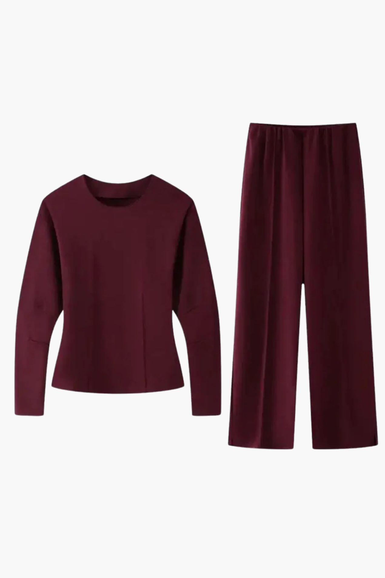 Completo Elegante da Donna - Top Aderente a Maniche Lunghe e Pantaloni a Gamba Larga