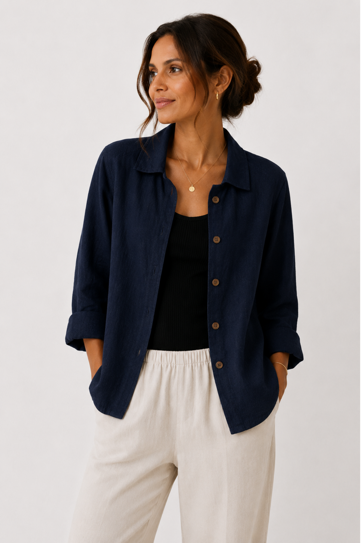 Veste Femme Légère – Surchemise Élégante à Boutons pour Toutes les Saisons