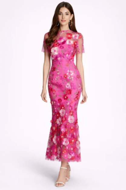 Abito Midi Elegante da Donna in Pizzo – Vestito Fluido Chic per Occasioni Speciali