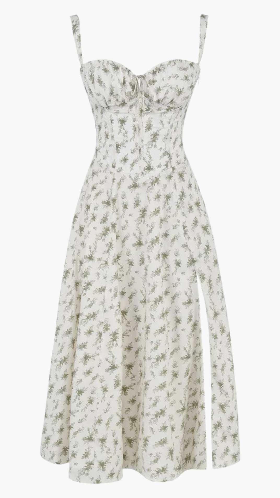 Robe Midi Femme Fleurie À Bretelles – Robe Élégante Coupe Ajustée Avec Fente