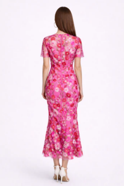 Abito Midi Elegante da Donna in Pizzo – Vestito Fluido Chic per Occasioni Speciali