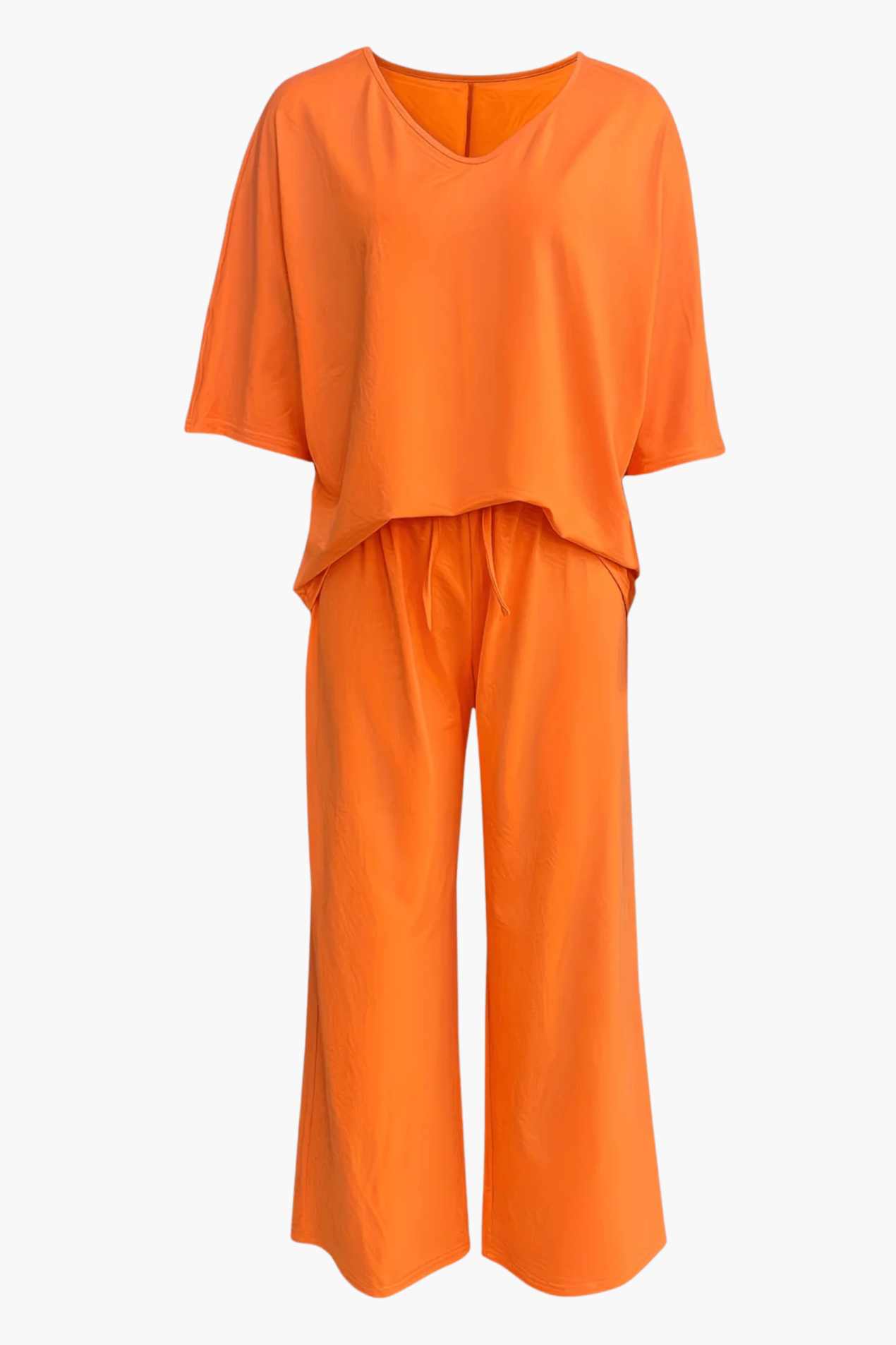 Completo da Donna 2 Pezzi – Top Scollo a V e Pantaloni Ampi Fluidi