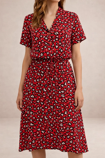 Robe Midi Femme Imprimée – Robe Fluide Avec Taille Ajustable