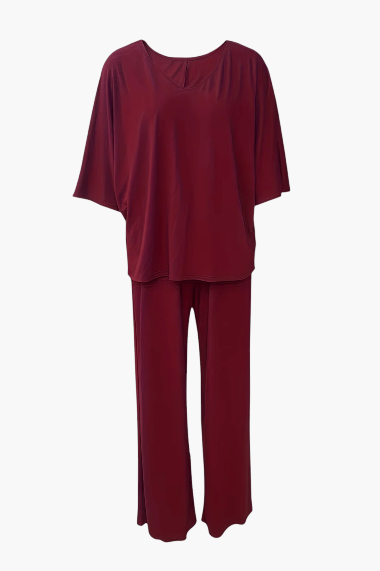 Completo da Donna 2 Pezzi – Top Scollo a V e Pantaloni Ampi Fluidi
