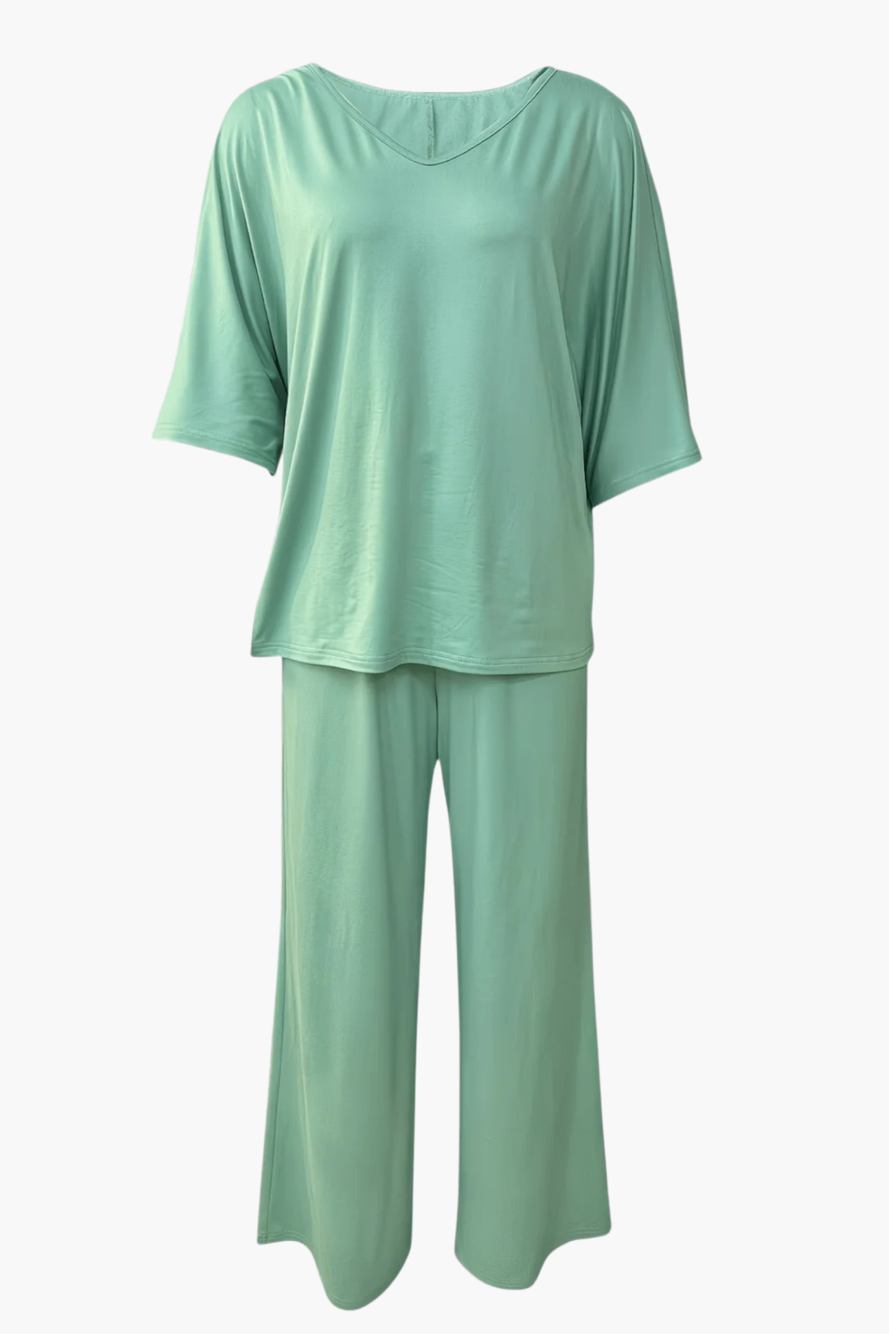 Completo da Donna 2 Pezzi – Top Scollo a V e Pantaloni Ampi Fluidi