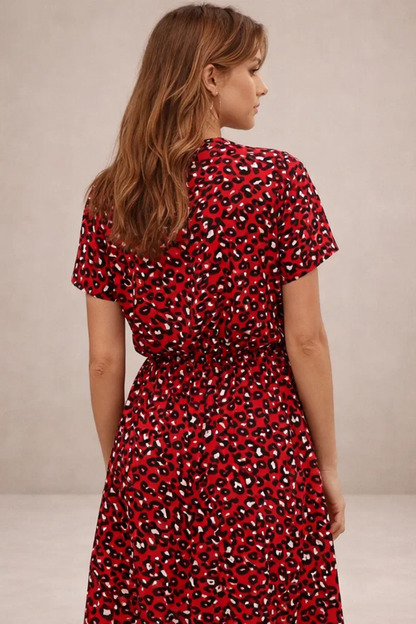 Robe Midi Femme Imprimée – Robe Fluide Avec Taille Ajustable