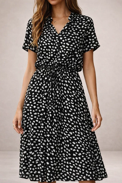 Robe Midi Femme Imprimée – Robe Fluide Avec Taille Ajustable