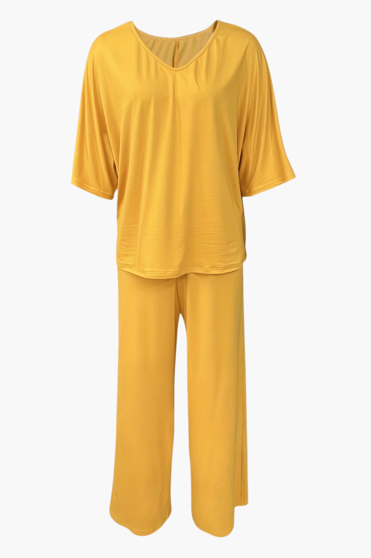 Completo da Donna 2 Pezzi – Top Scollo a V e Pantaloni Ampi Fluidi