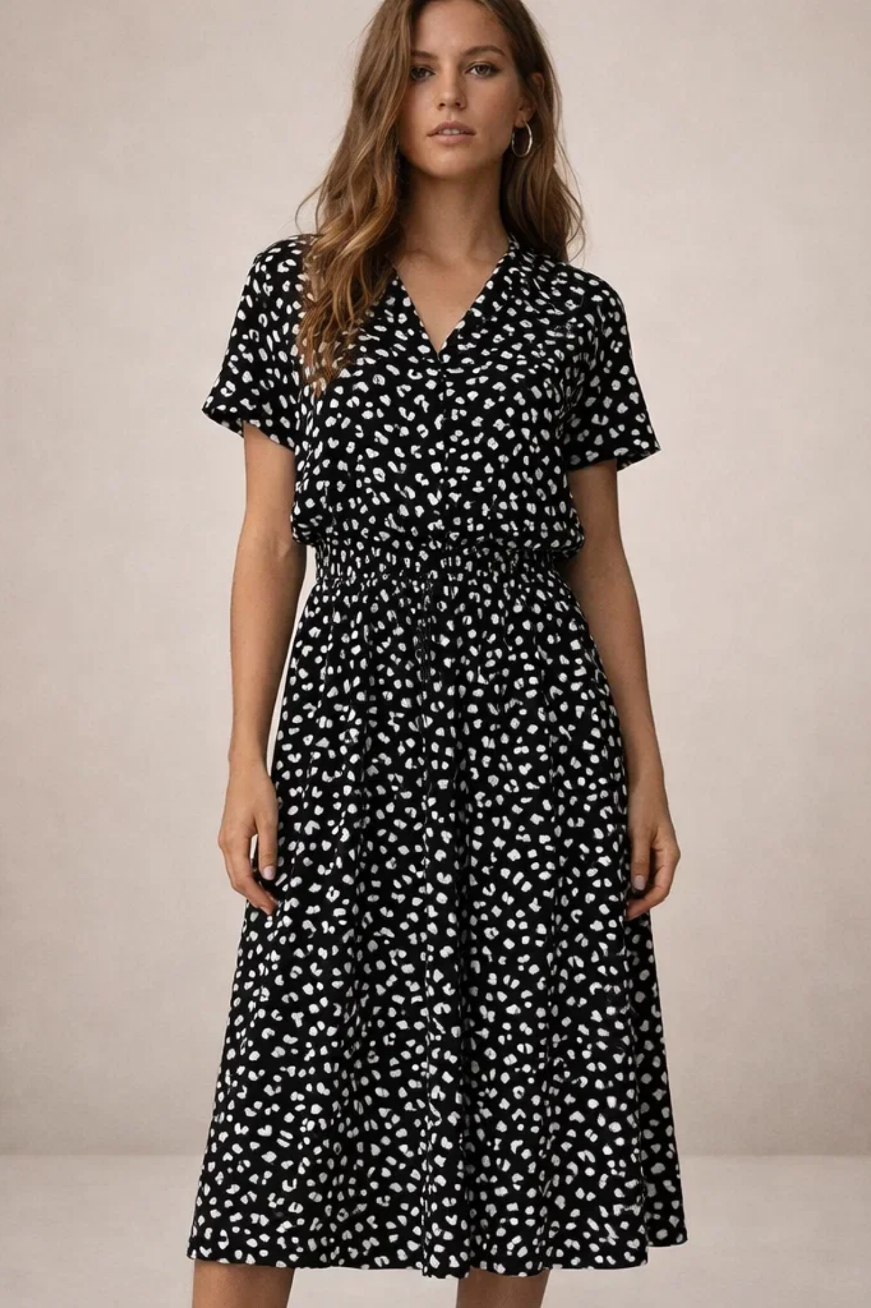 Robe Midi Femme Imprimée – Robe Fluide Avec Taille Ajustable