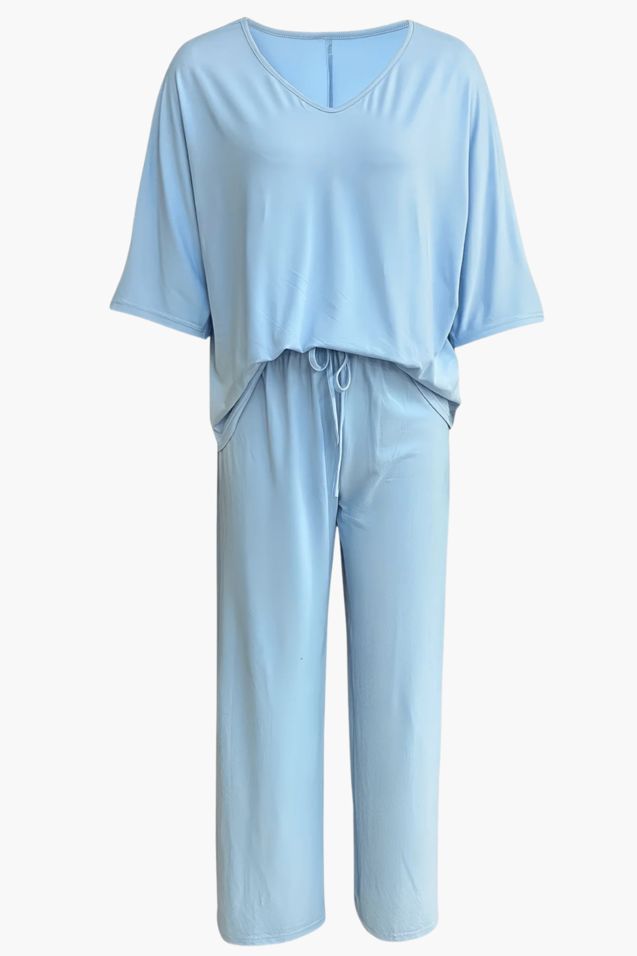 Completo da Donna 2 Pezzi – Top Scollo a V e Pantaloni Ampi Fluidi