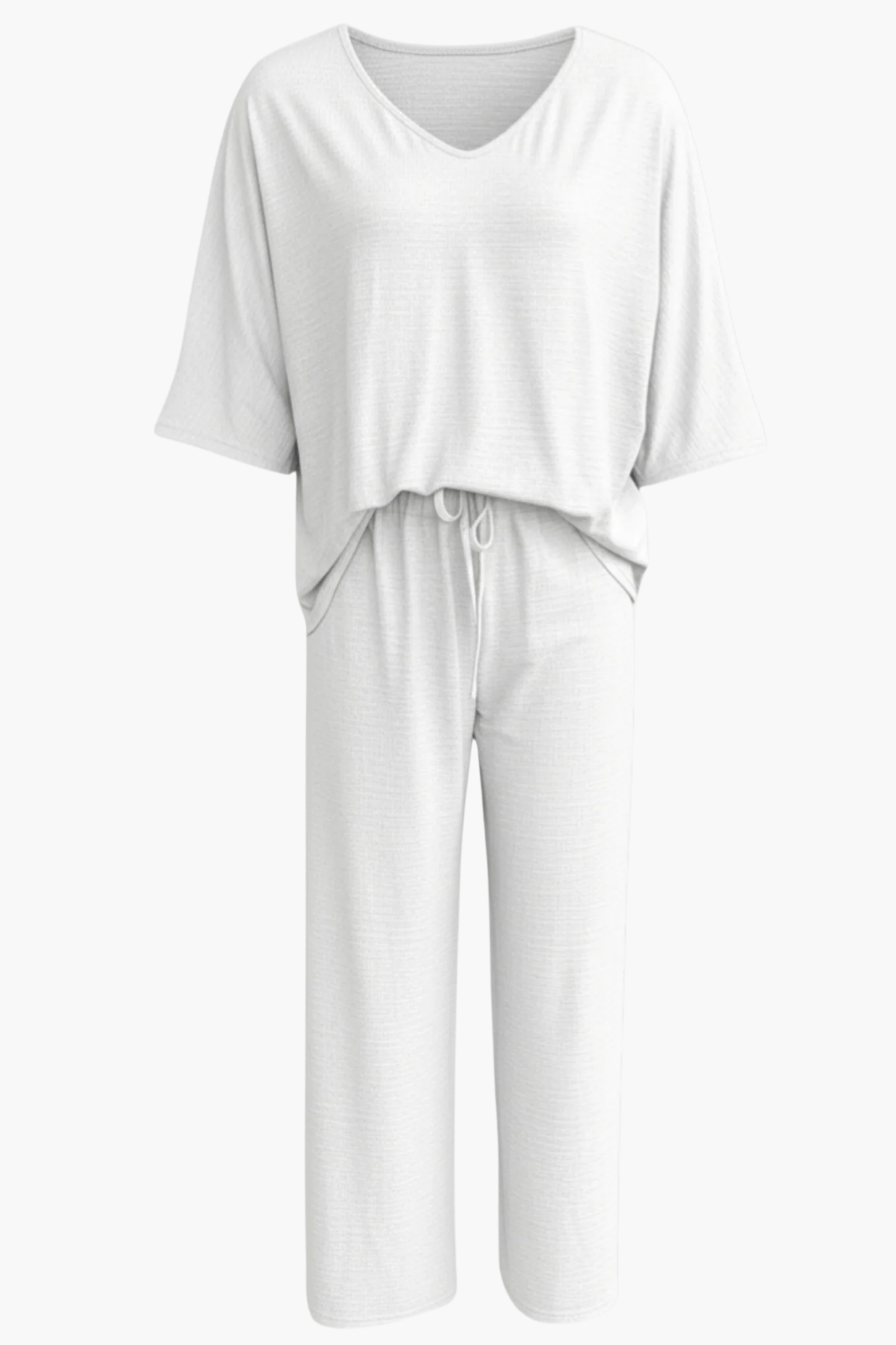 Completo da Donna 2 Pezzi – Top Scollo a V e Pantaloni Ampi Fluidi