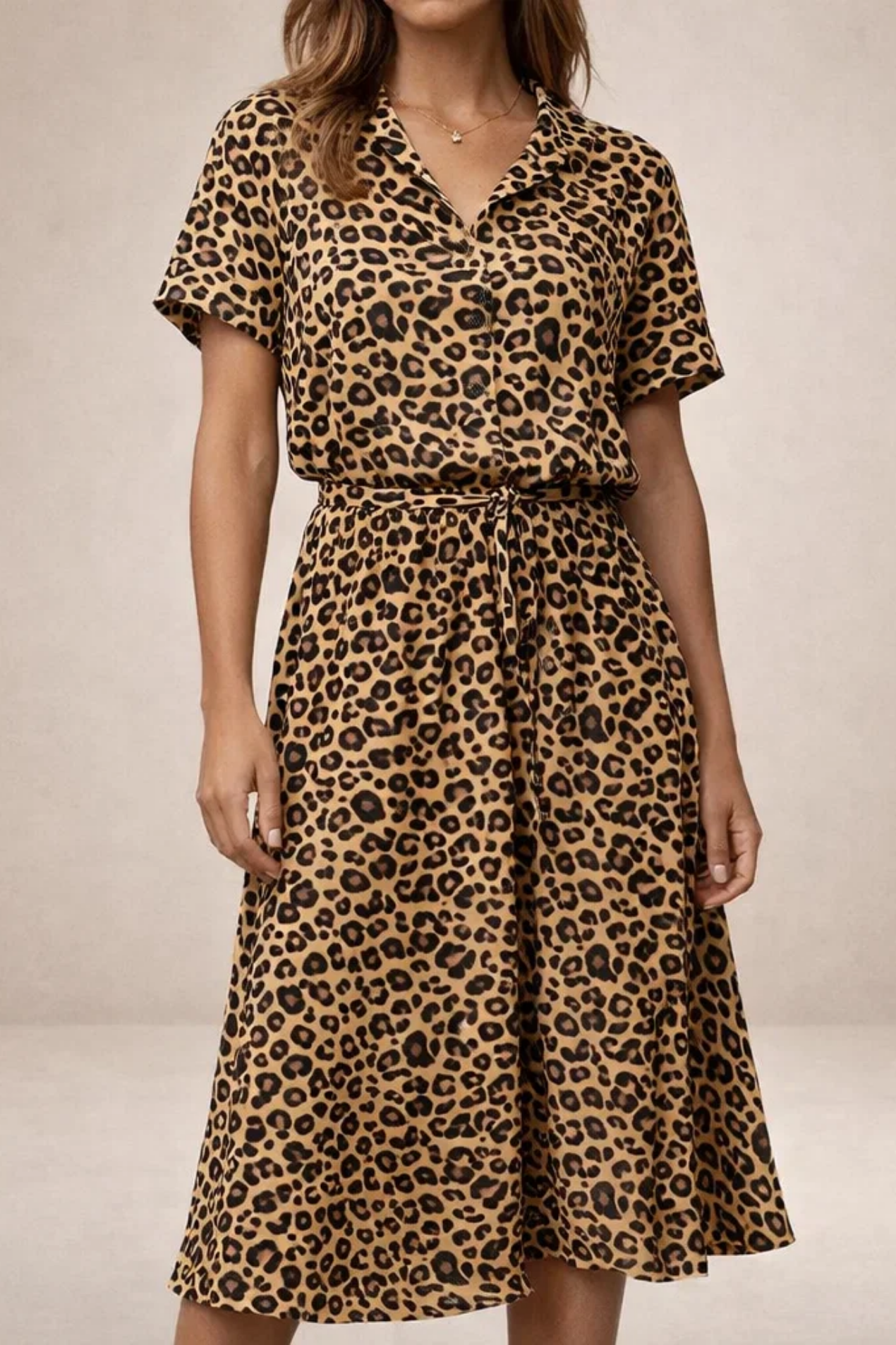 Robe Midi Femme Imprimée – Robe Fluide Avec Taille Ajustable