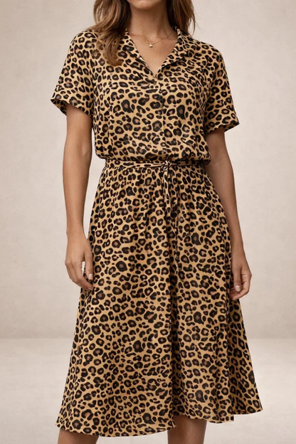 Robe Midi Femme Imprimée – Robe Fluide Avec Taille Ajustable