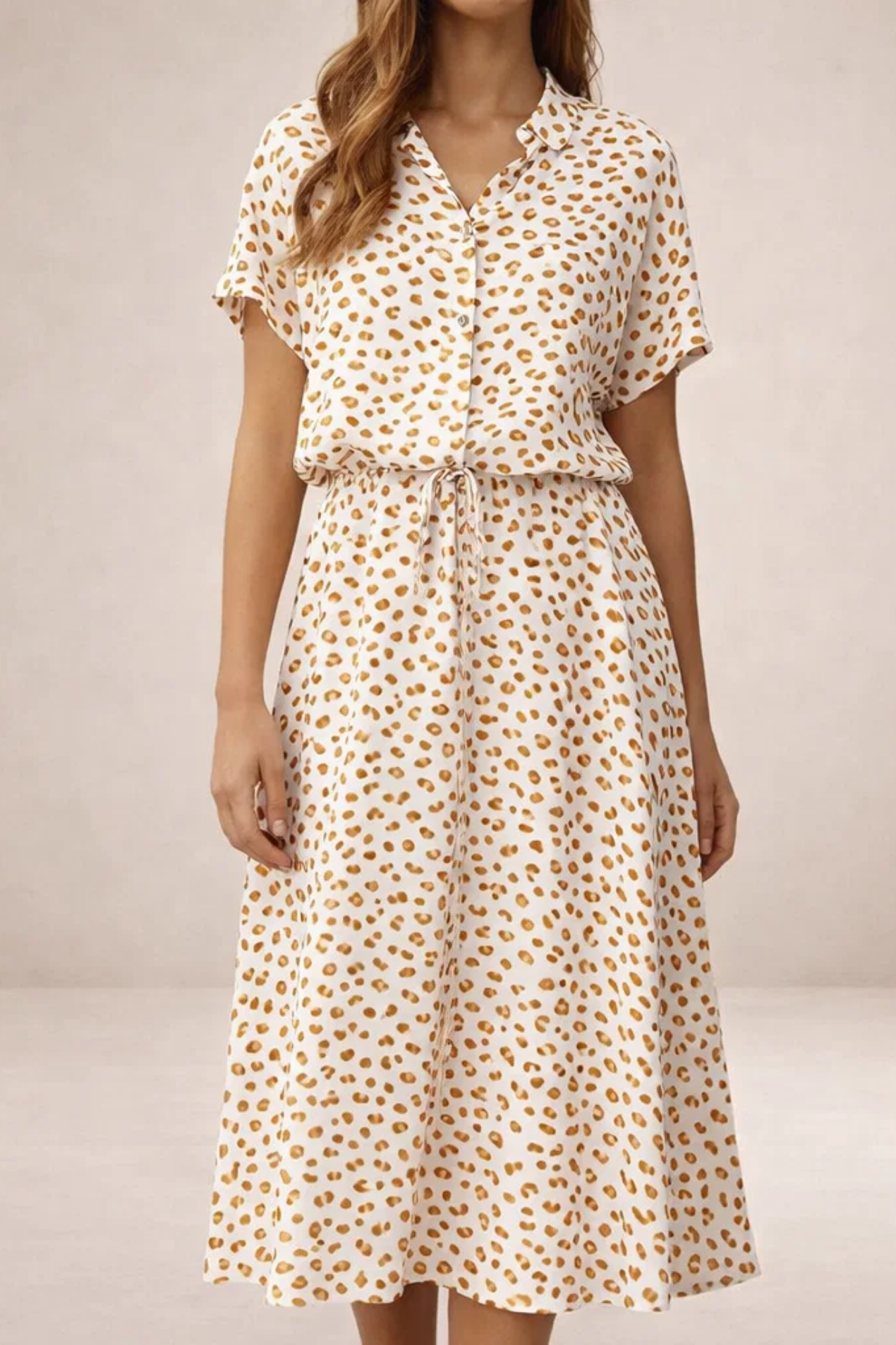 Robe Midi Femme Imprimée – Robe Fluide Avec Taille Ajustable