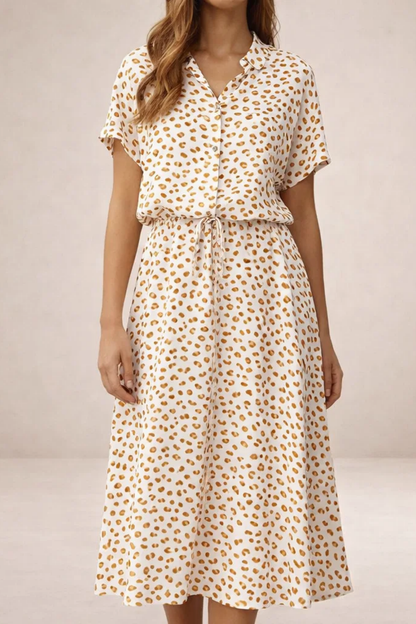 Robe Midi Femme Imprimée – Robe Fluide Avec Taille Ajustable