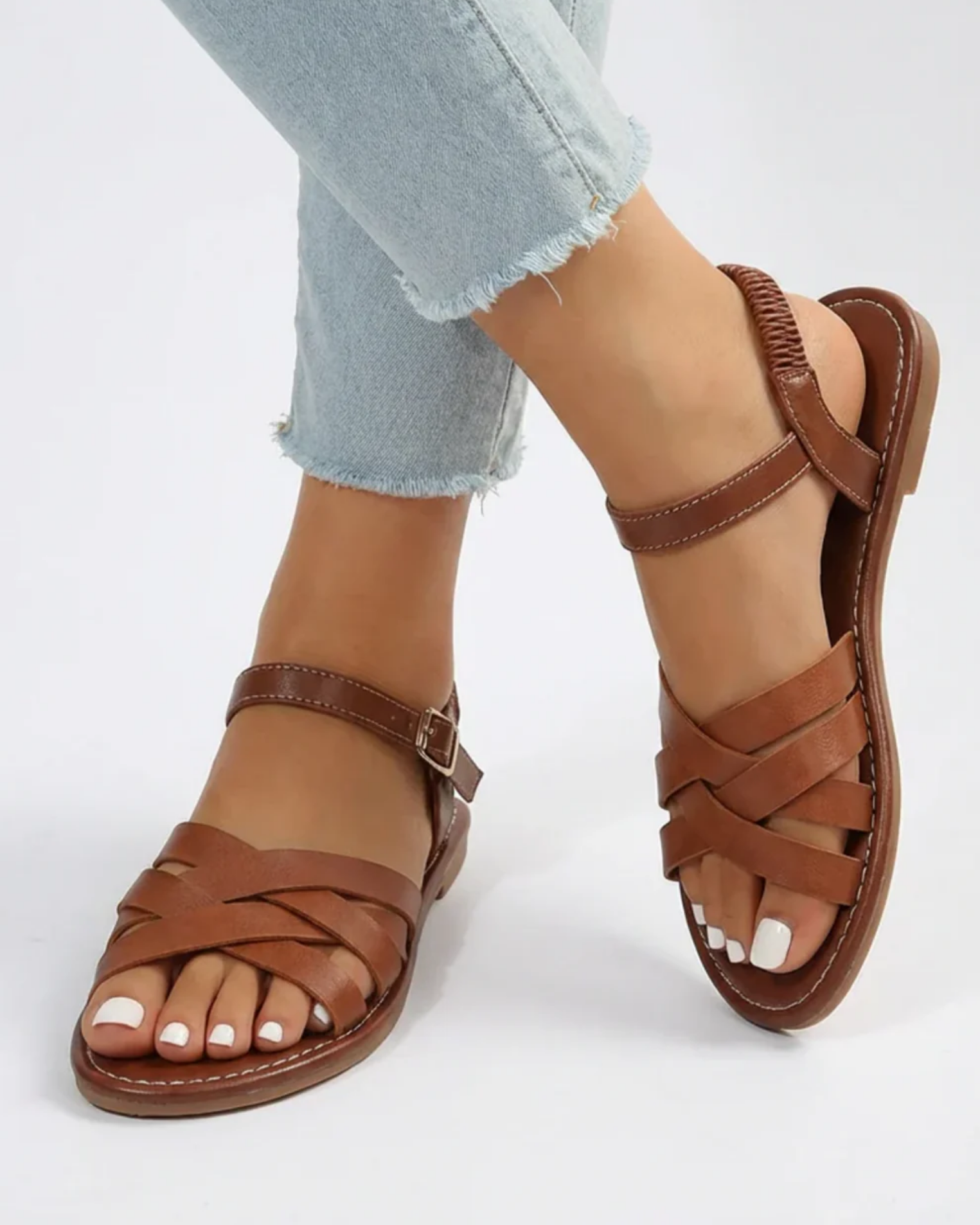 Sandales Femme à Brides Croisées avec Bride Cheville – Confort Quotidien