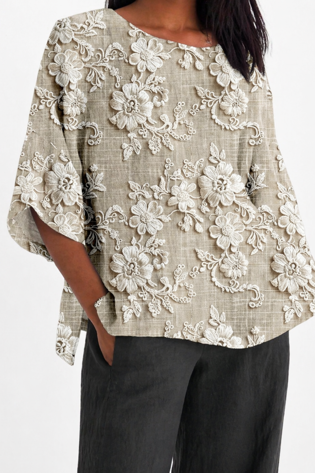 Camicetta floreale da donna – Taglio ampio ed elegante con maniche fluide