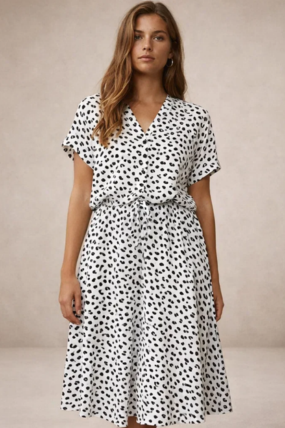 Robe Midi Femme Imprimée – Robe Fluide Avec Taille Ajustable