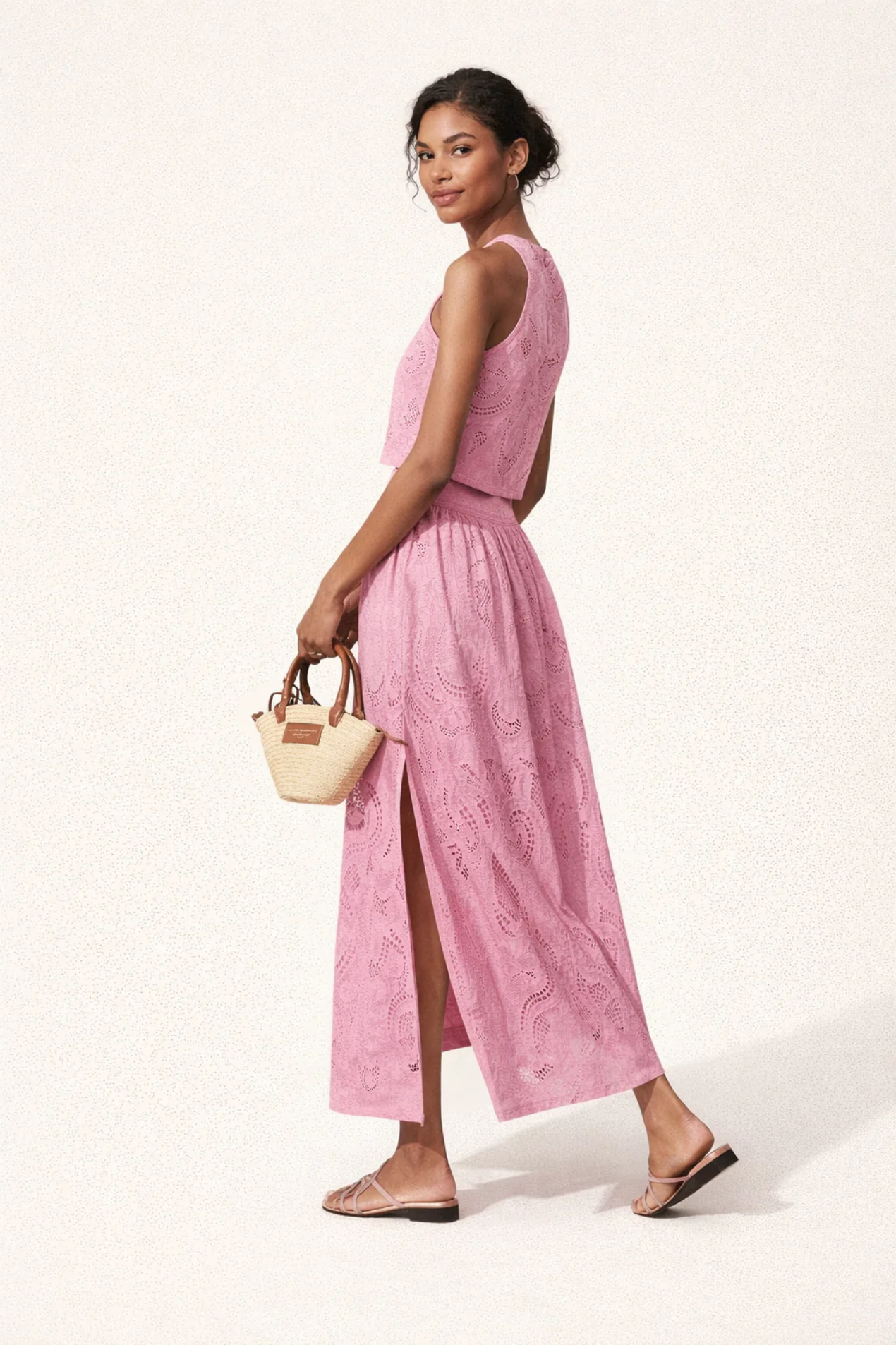Ensemble Rose Élégant Deux Pièces