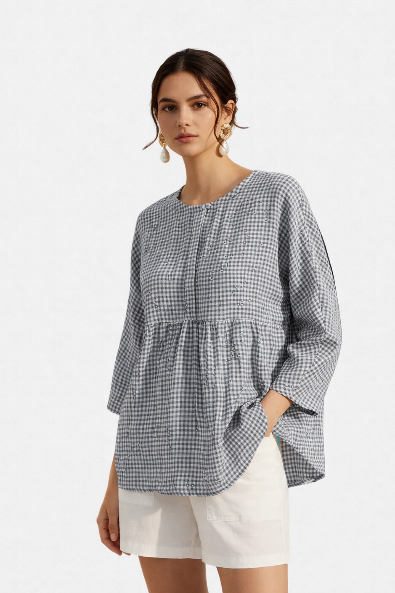 Camicetta Donna Cotone-Lino Maniche Lunghe – Stile Casual e Leggero