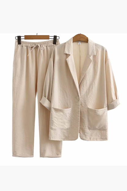 Ensemble Femme En Lin Blazer Et Pantalon – Ensemble Lin Femme Élégant Et Léger