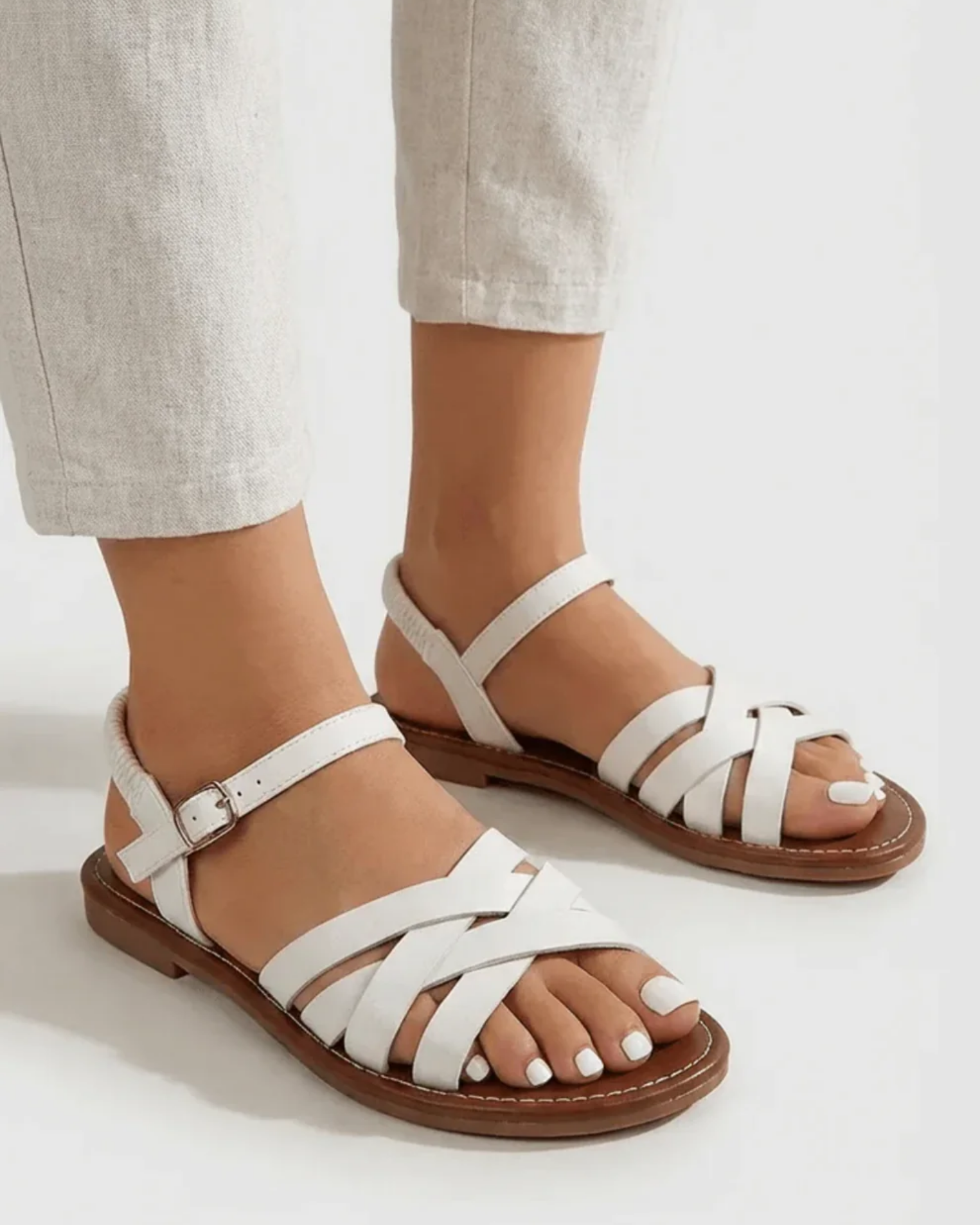 Sandales Femme à Brides Croisées avec Bride Cheville – Confort Quotidien