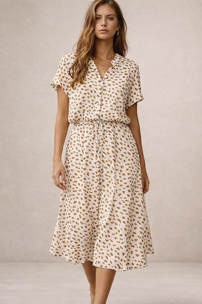 Robe Midi Femme Imprimée – Robe Fluide Avec Taille Ajustable