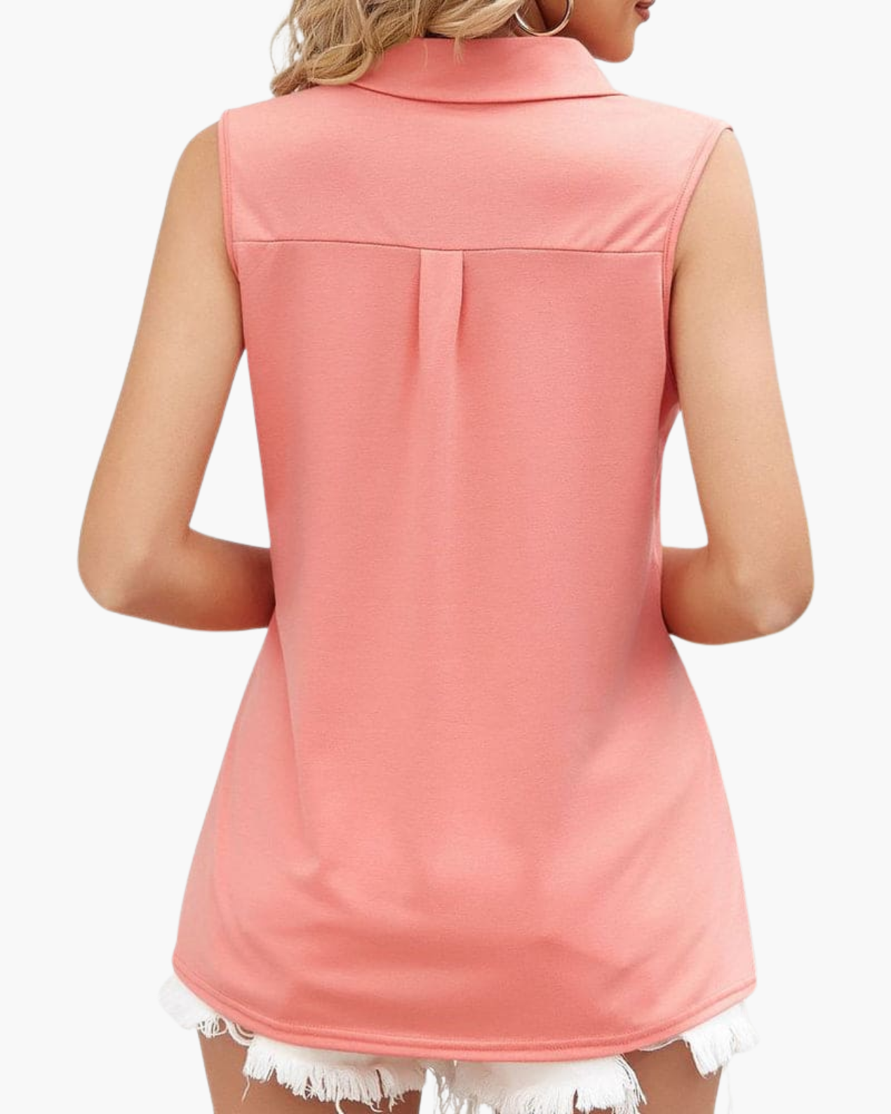 Top Femme Sans Manches – Haut Élégant à Col Polo et Encolure V