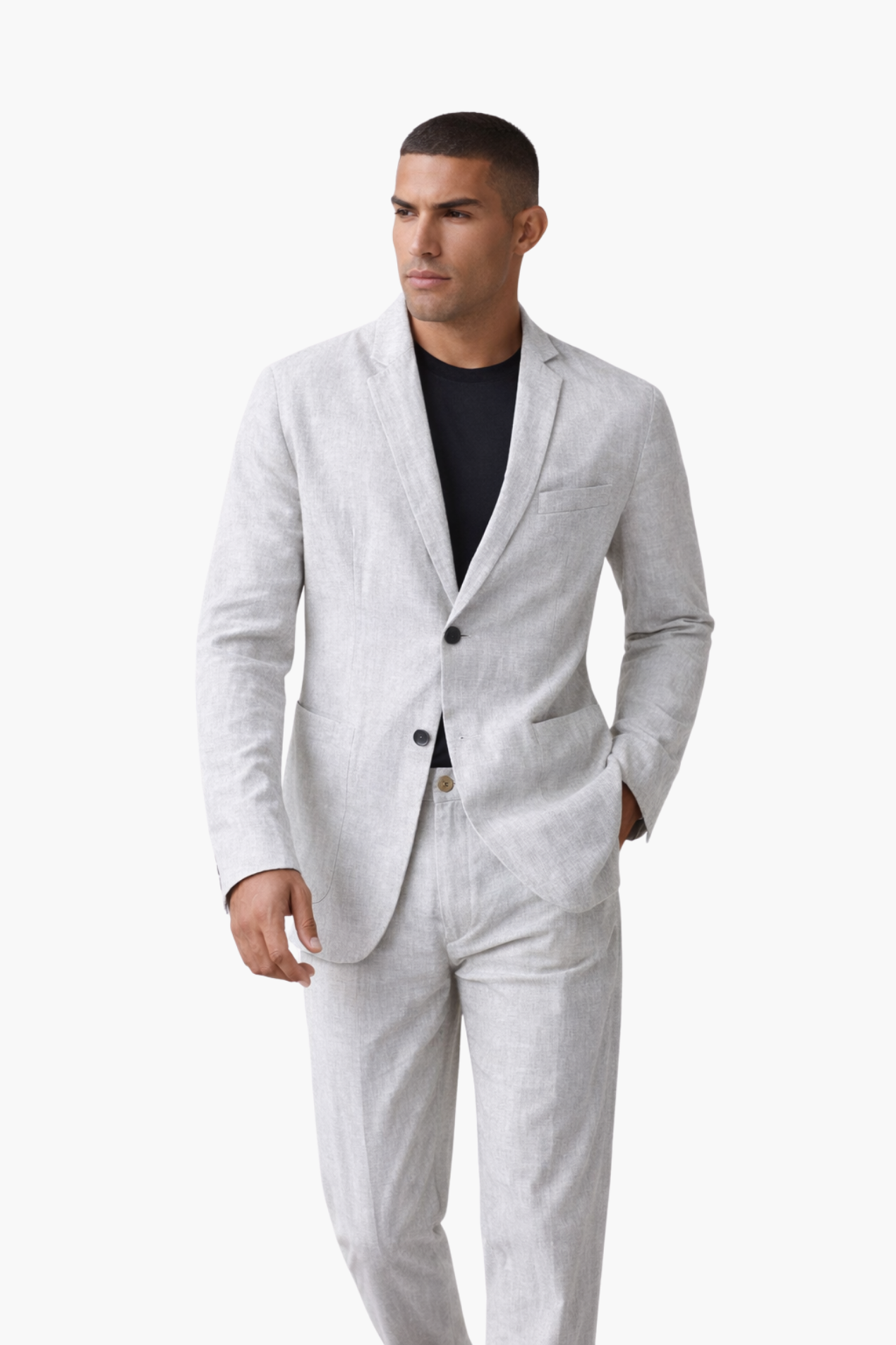 Costume Homme 2 Pièces en Lin – Blazer Élégant et Pantalon Assorti