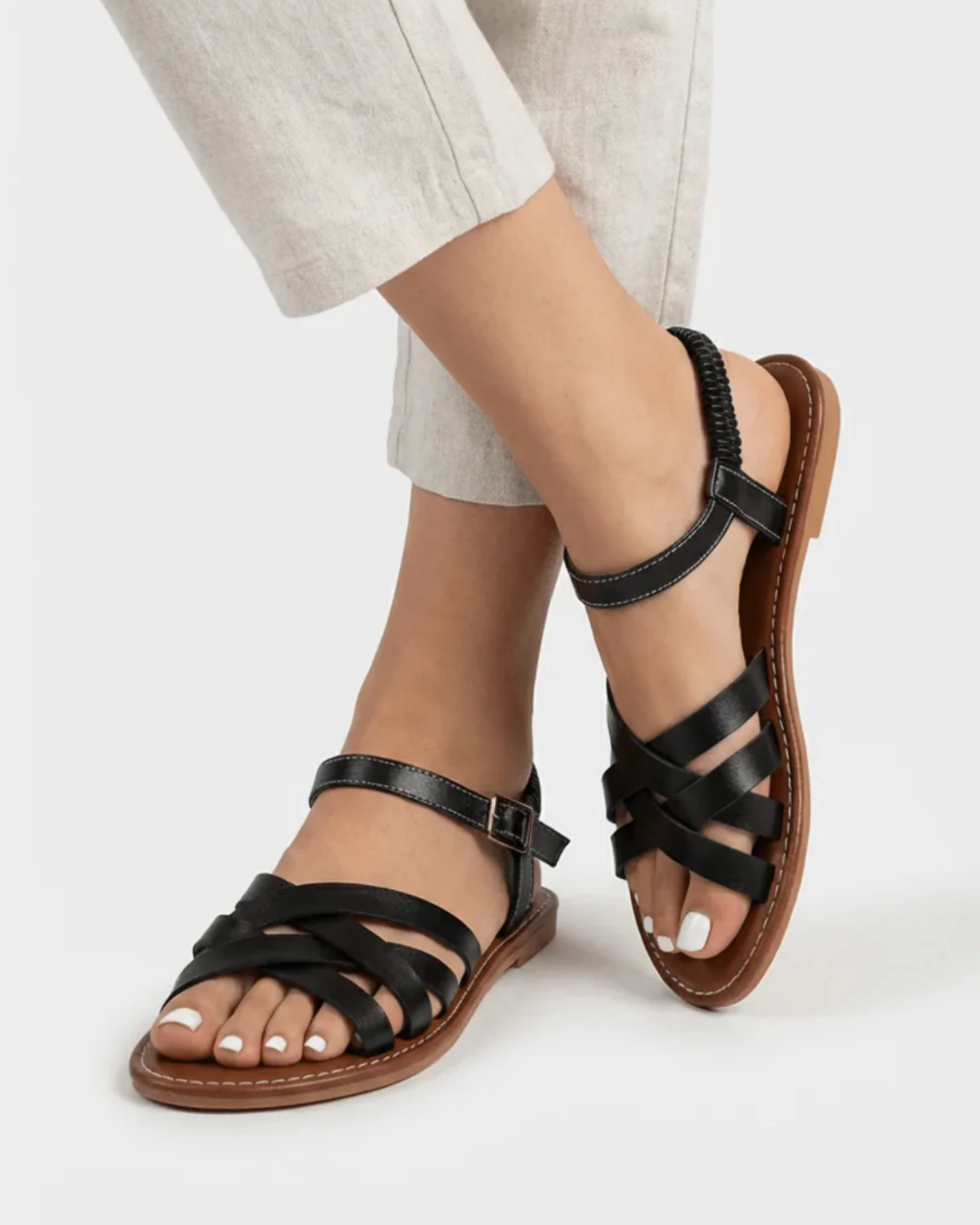 Sandales Femme à Brides Croisées avec Bride Cheville – Confort Quotidien