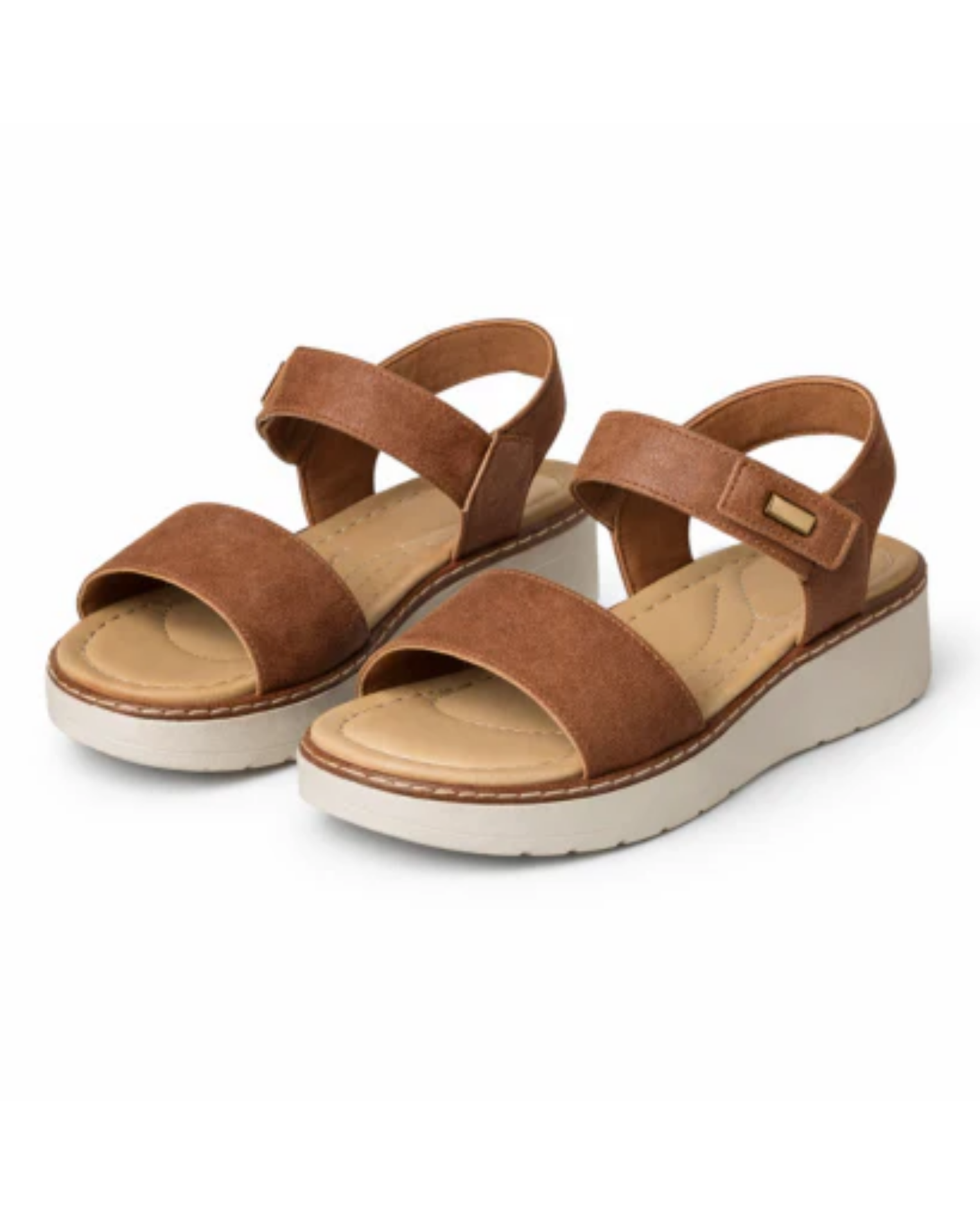 Sandales plateforme à brides – bout ouvert, bride arrière et fermeture scratch