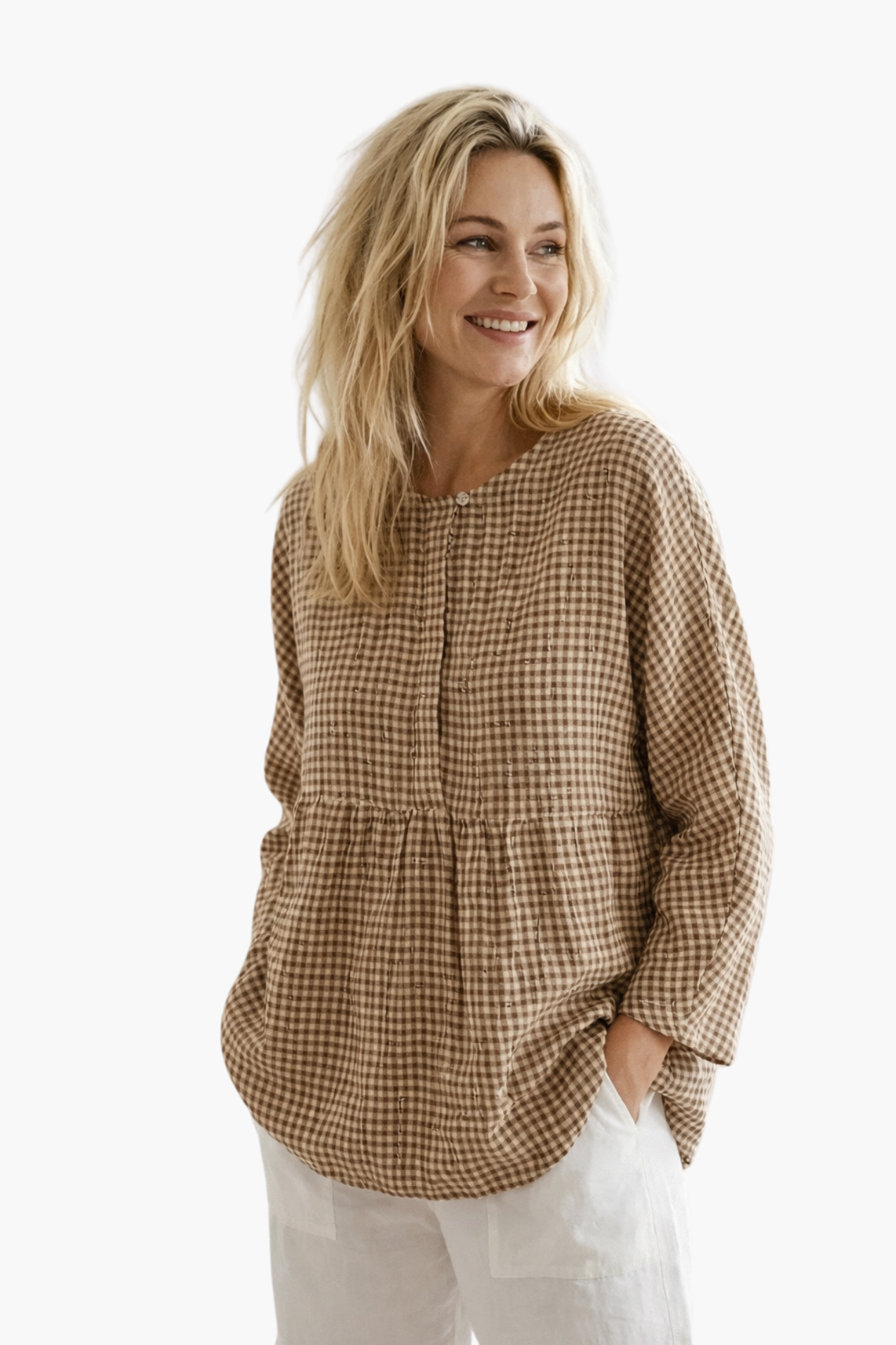Camicetta Donna Cotone-Lino Maniche Lunghe – Stile Casual e Leggero