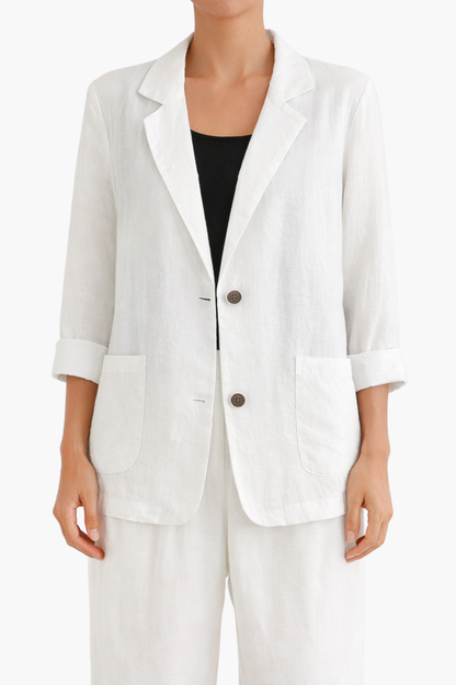 Blazer Femme En Linen – Veste Élégante En Lin Coupe Décontractée