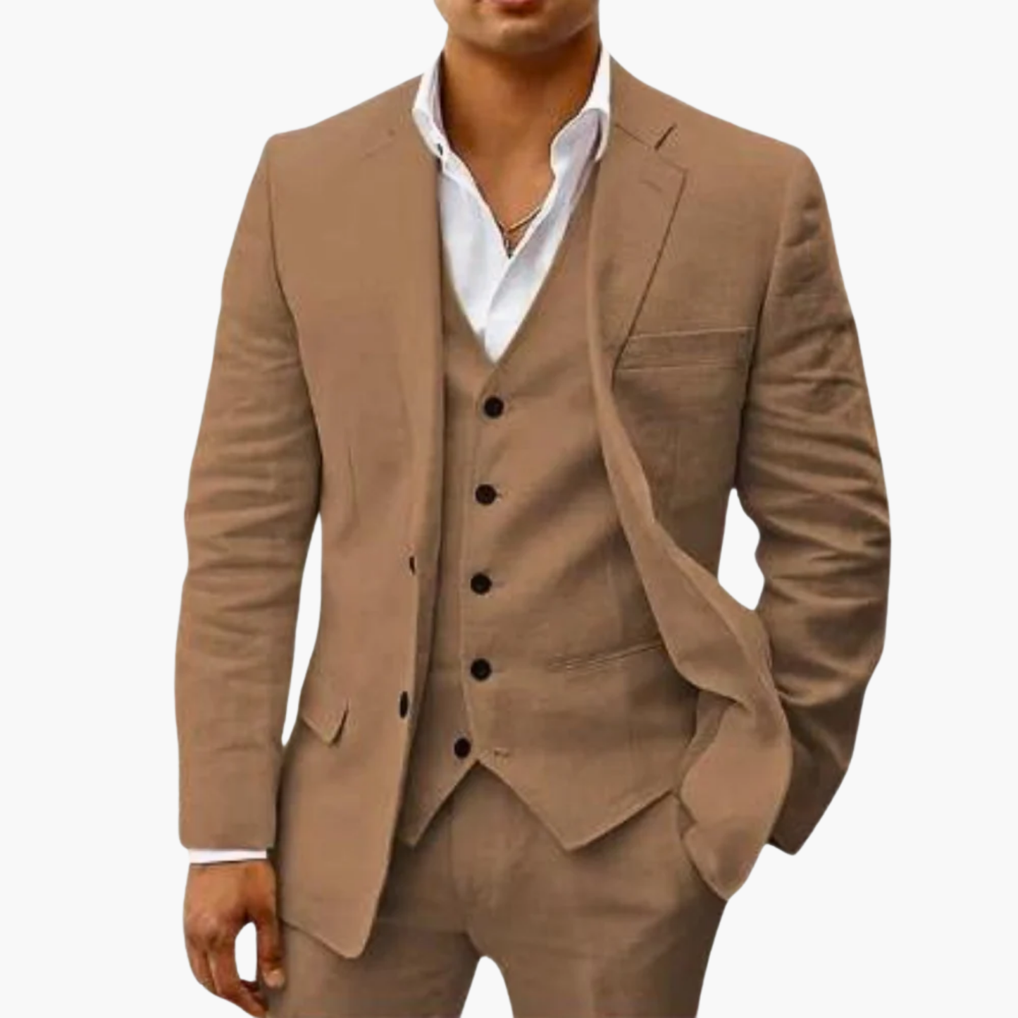 Ensemble Costume Homme 3 Pièces en Lin – Élégant, Léger et Respirant