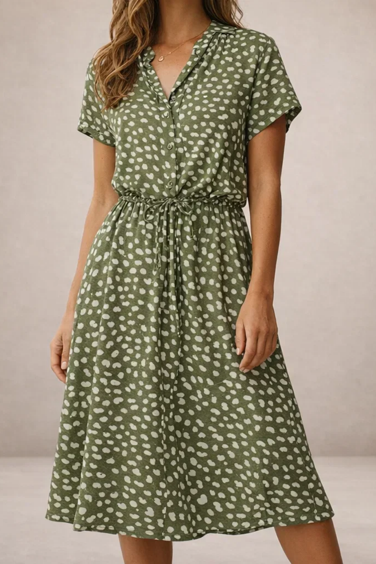 Robe Midi Femme Imprimée – Robe Fluide Avec Taille Ajustable