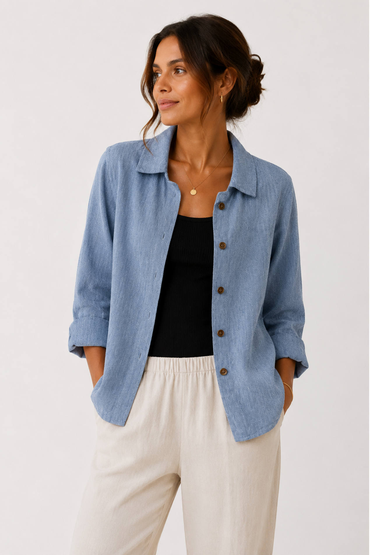 Veste Femme Légère – Surchemise Élégante à Boutons pour Toutes les Saisons