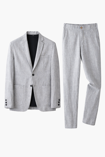 Costume Homme 2 Pièces en Lin – Blazer Élégant et Pantalon Assorti