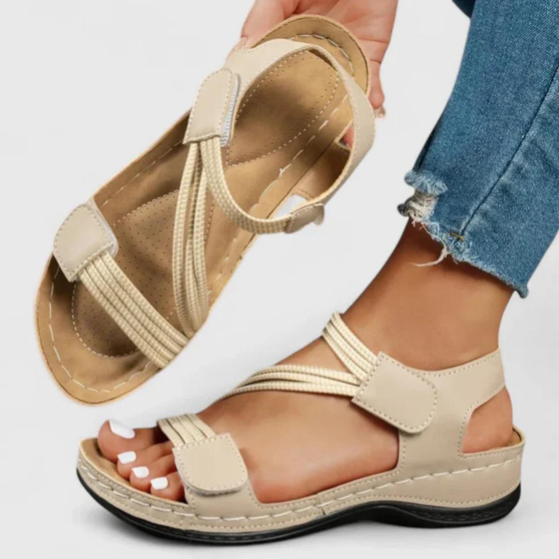 Sandales Femme Confort – Brides Élastiques et Semelle Ergonomique