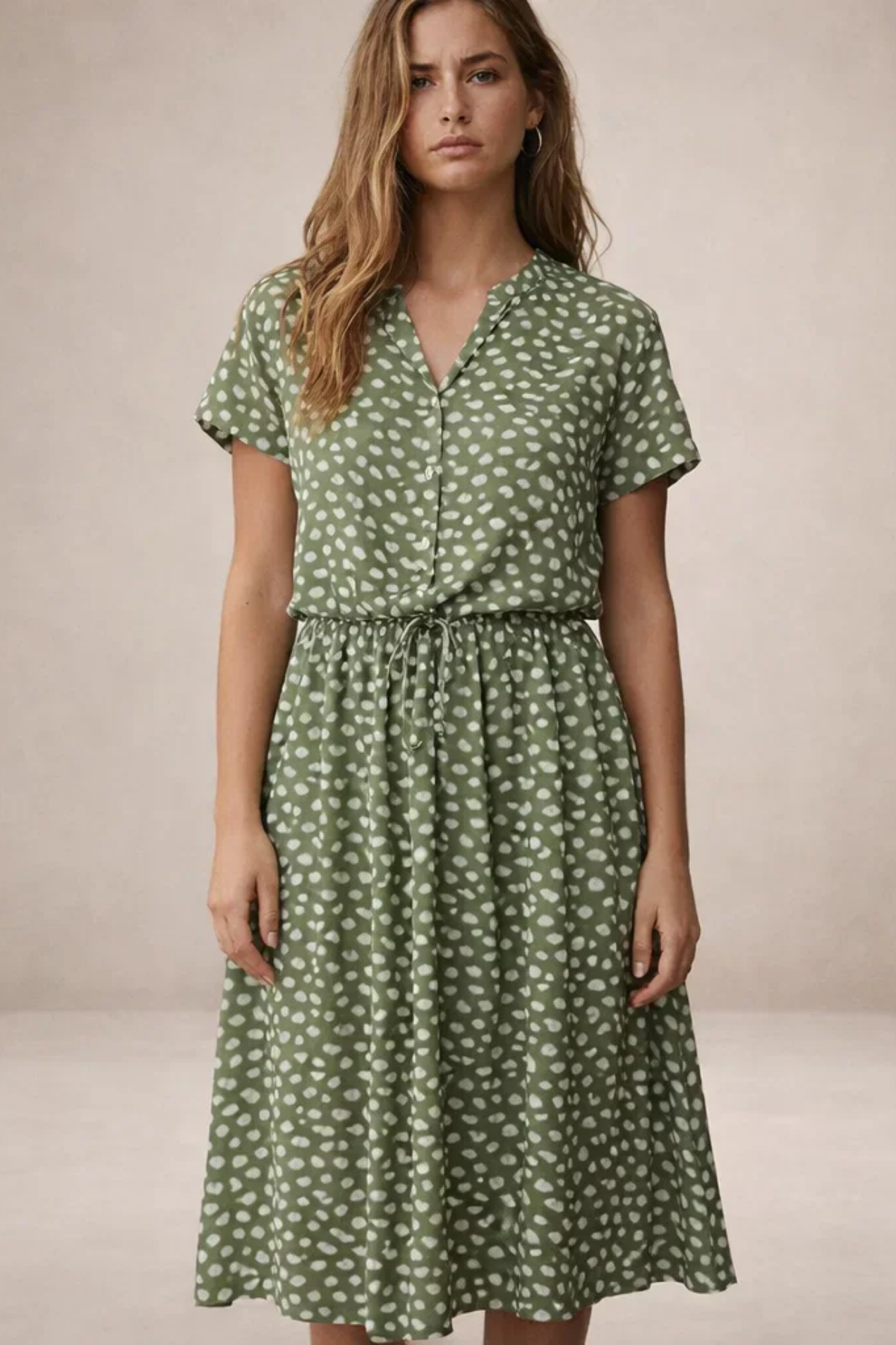 Robe Midi Femme Imprimée – Robe Fluide Avec Taille Ajustable