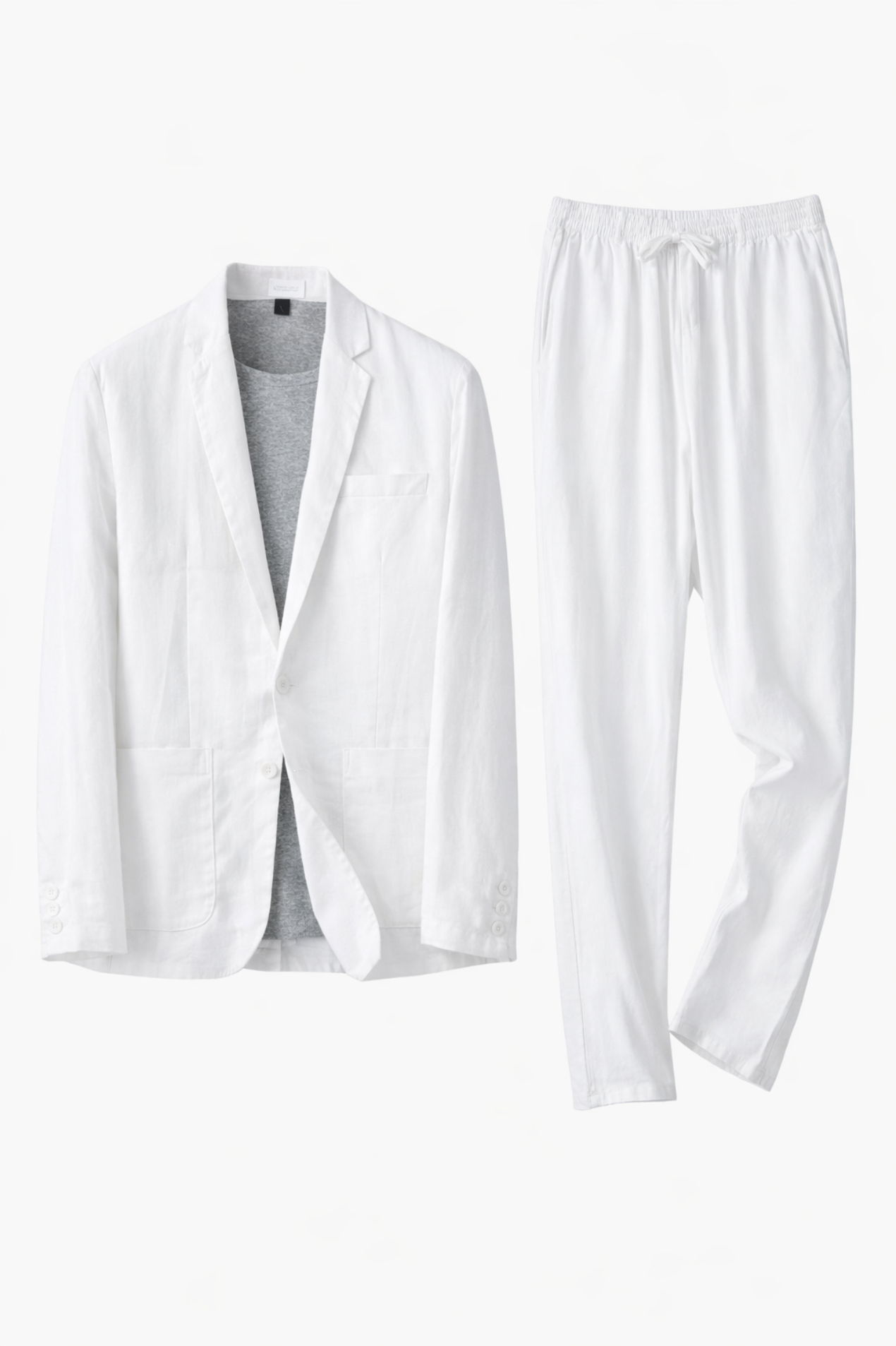 Costume Homme 2 Pièces en Lin – Blazer Élégant et Pantalon Assorti