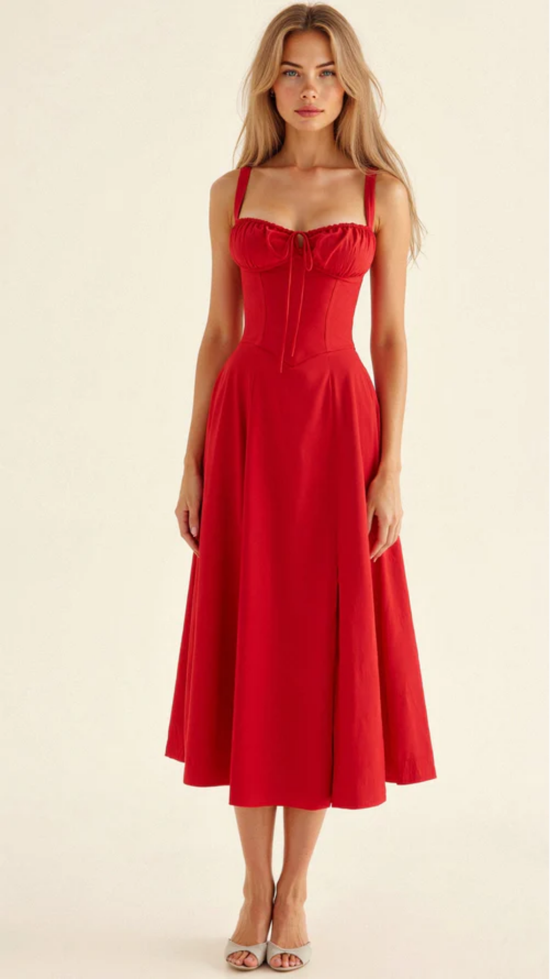 Robe Midi Femme Fleurie À Bretelles – Robe Élégante Coupe Ajustée Avec Fente