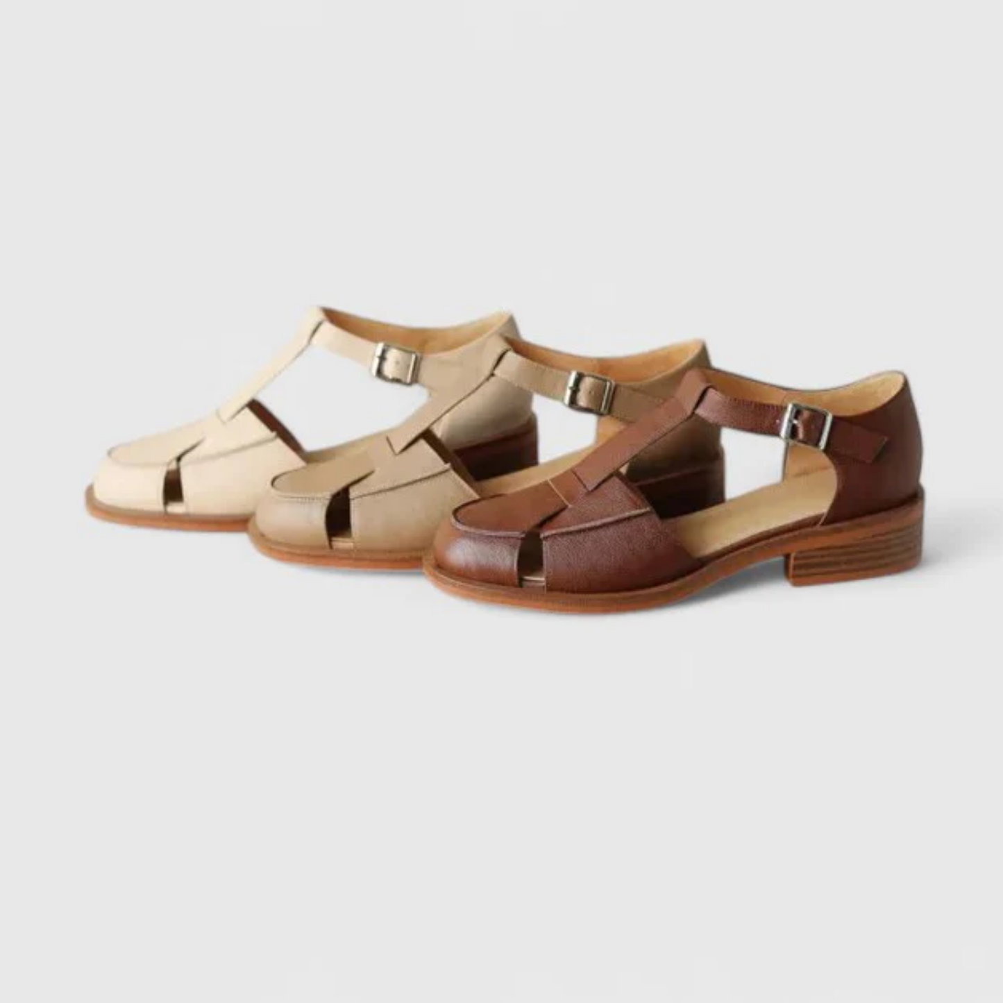 Sandali Donna Eleganti con Tacco Basso – Design Chiuso con Cinturino e Fibbia
