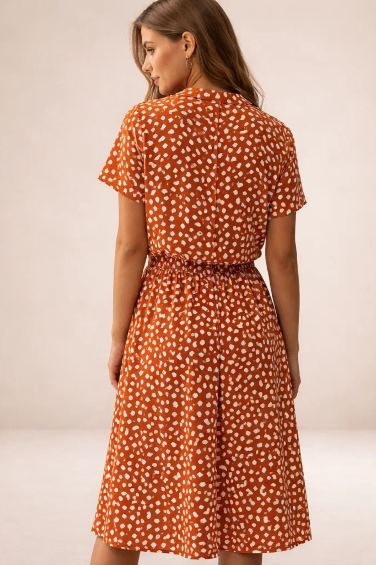 Robe Midi Femme Imprimée – Robe Fluide Avec Taille Ajustable