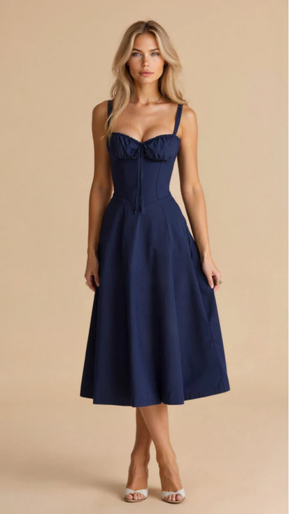 Robe Midi Femme Fleurie À Bretelles – Robe Élégante Coupe Ajustée Avec Fente