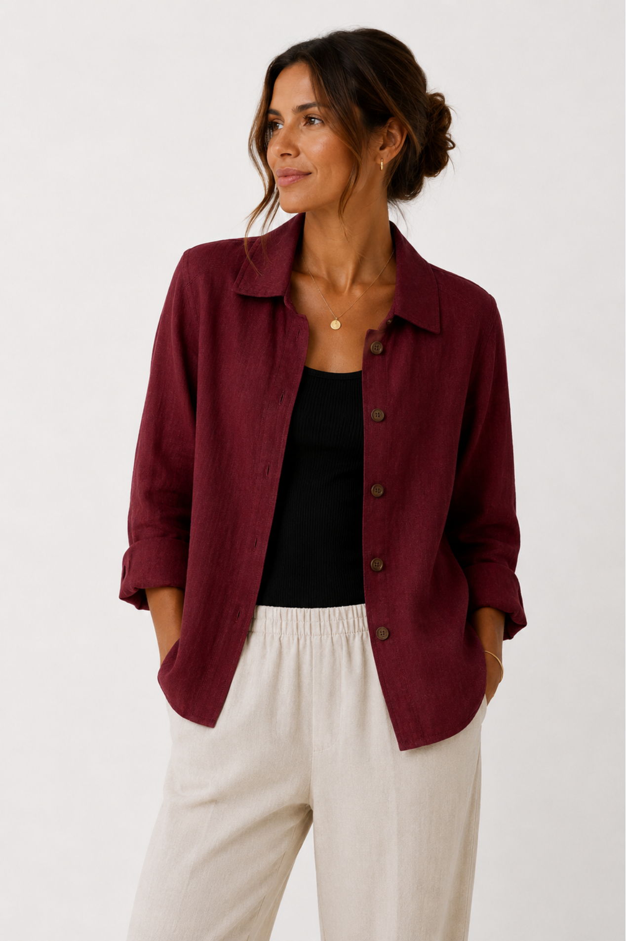 Veste Femme Légère – Surchemise Élégante à Boutons pour Toutes les Saisons