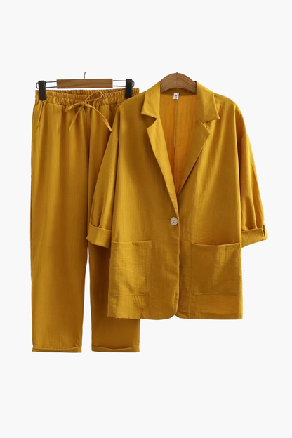 Ensemble Femme En Lin Blazer Et Pantalon – Ensemble Lin Femme Élégant Et Léger